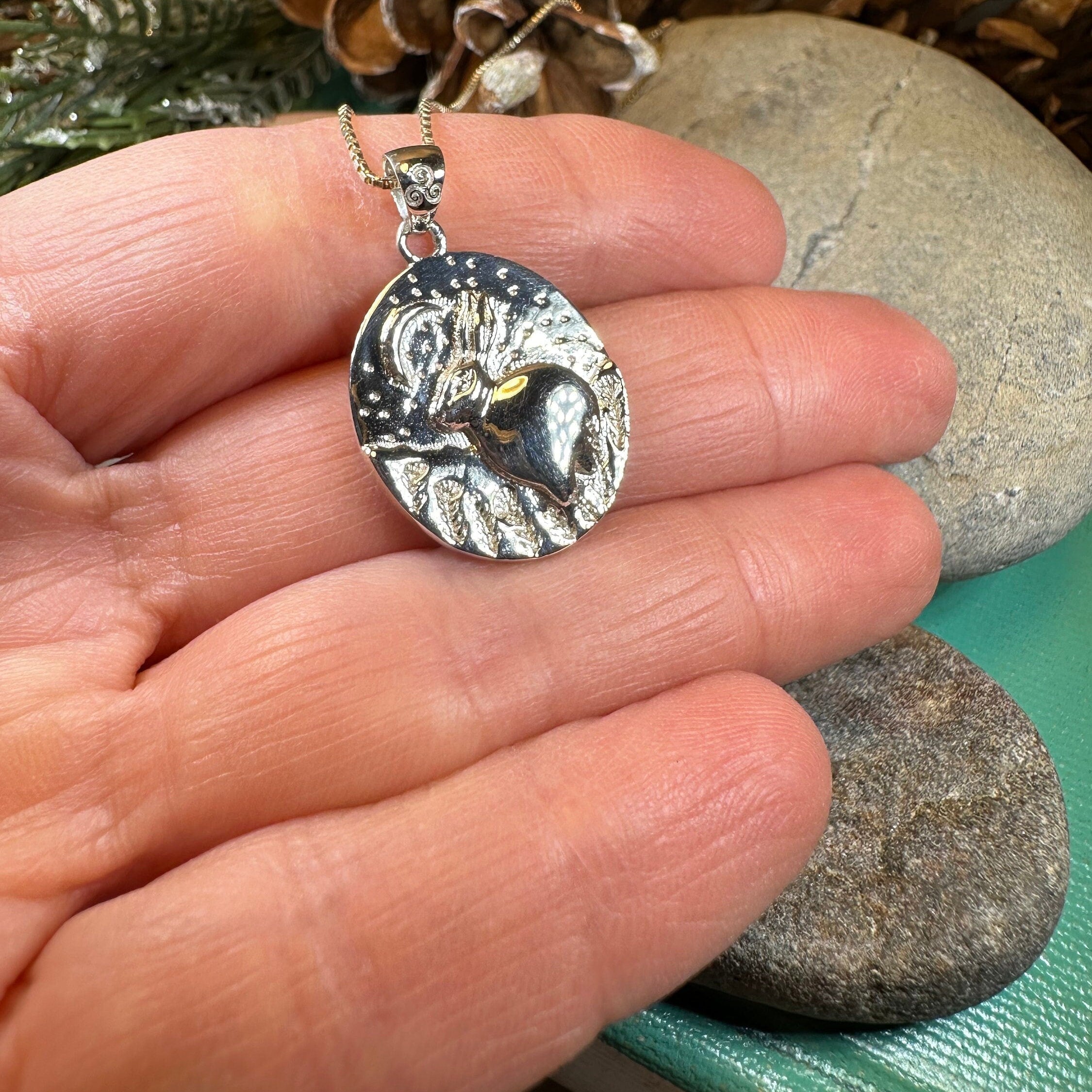 Night Sky Rabbit Necklace in Sterling Silver