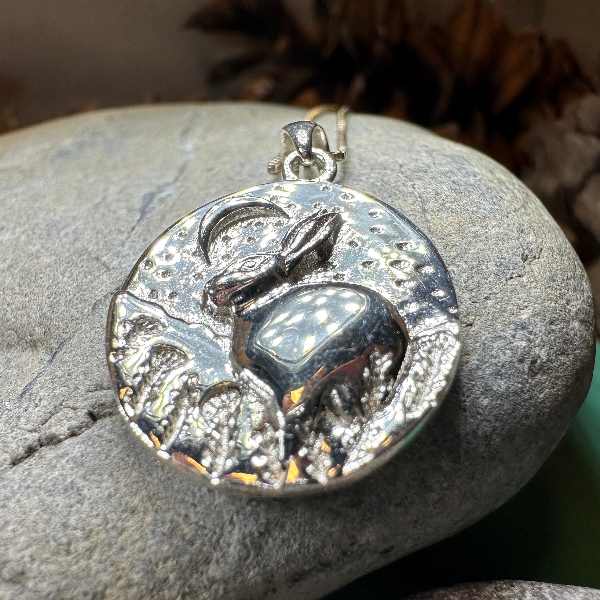 Night Sky Rabbit Necklace in Sterling Silver