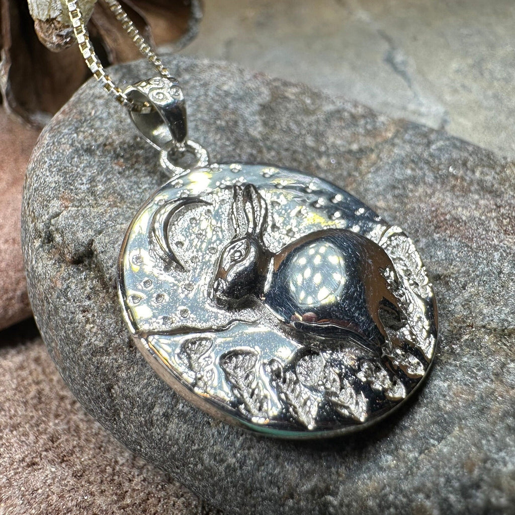 Night Sky Rabbit Necklace in Sterling Silver