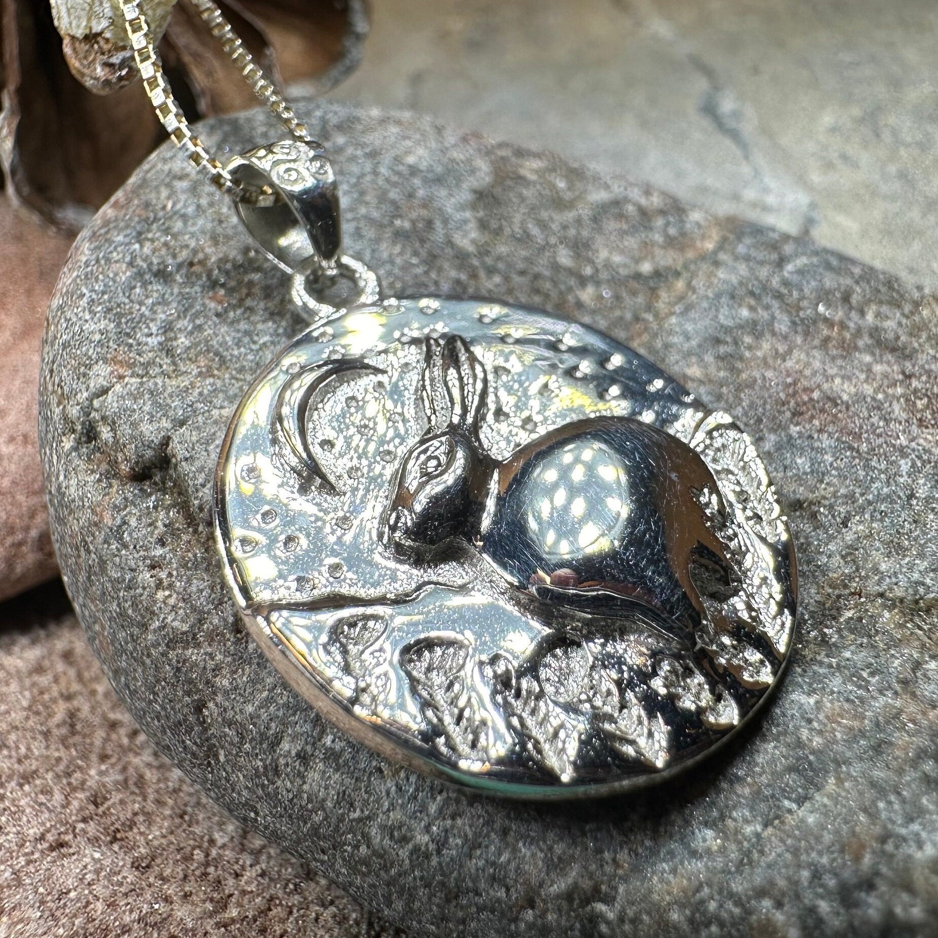 Night Sky Rabbit Necklace in Sterling Silver