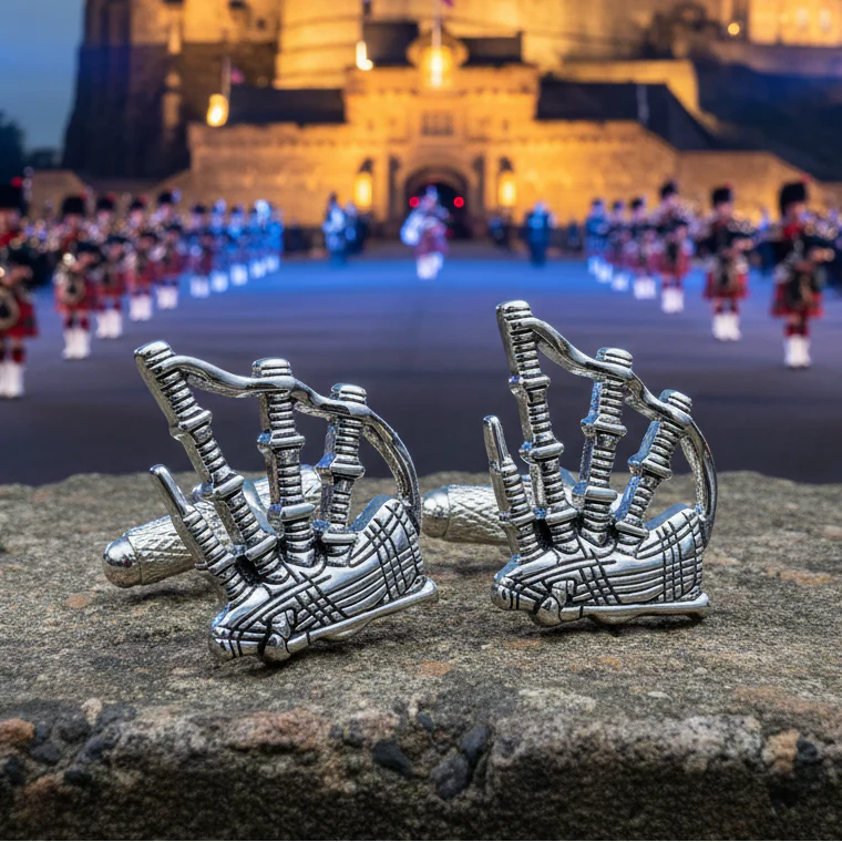 Highlander Bagpipes Cufflinks for Men