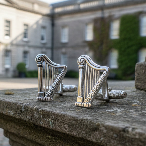Irish Harp Cufflinks for Men