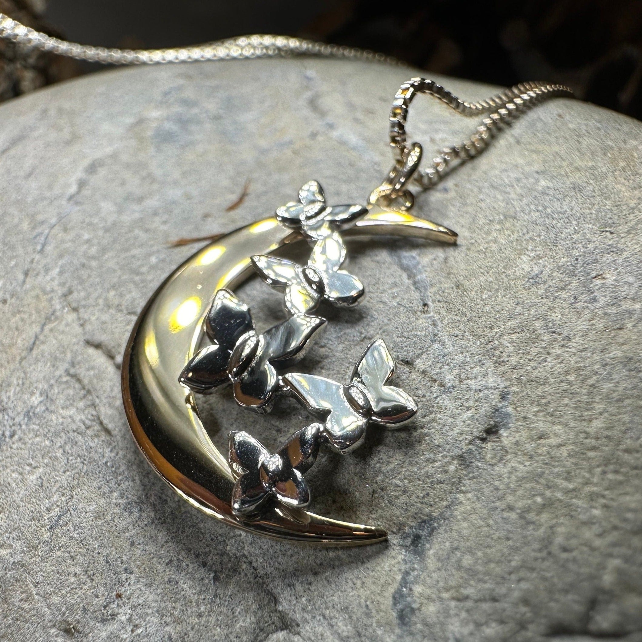 Butterfly Flight Over the Moon Necklace