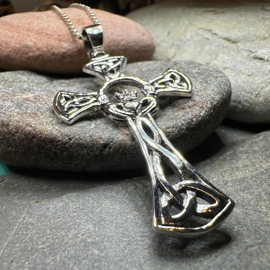 Trinity Knot Claddagh Cross Necklace