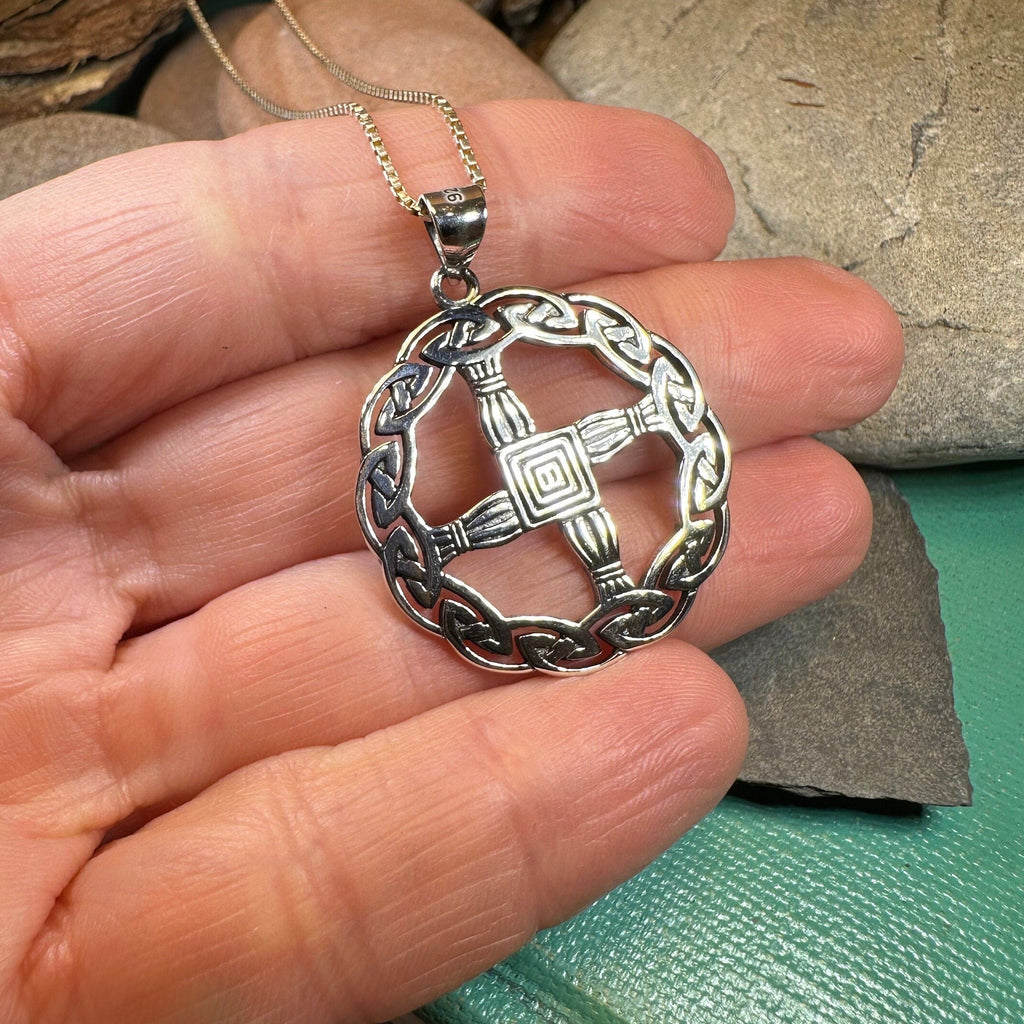 Aura Irish Saint Brigid's Cross Necklace in Sterling Silver
