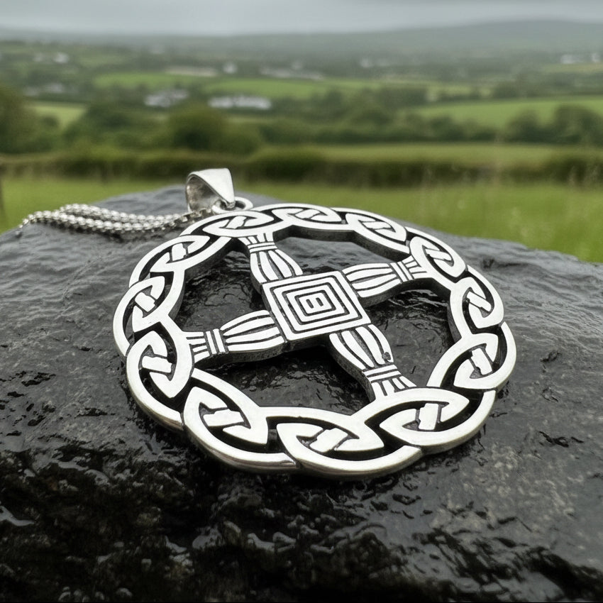 Aura Irish Saint Brigid's Cross Necklace in Sterling Silver
