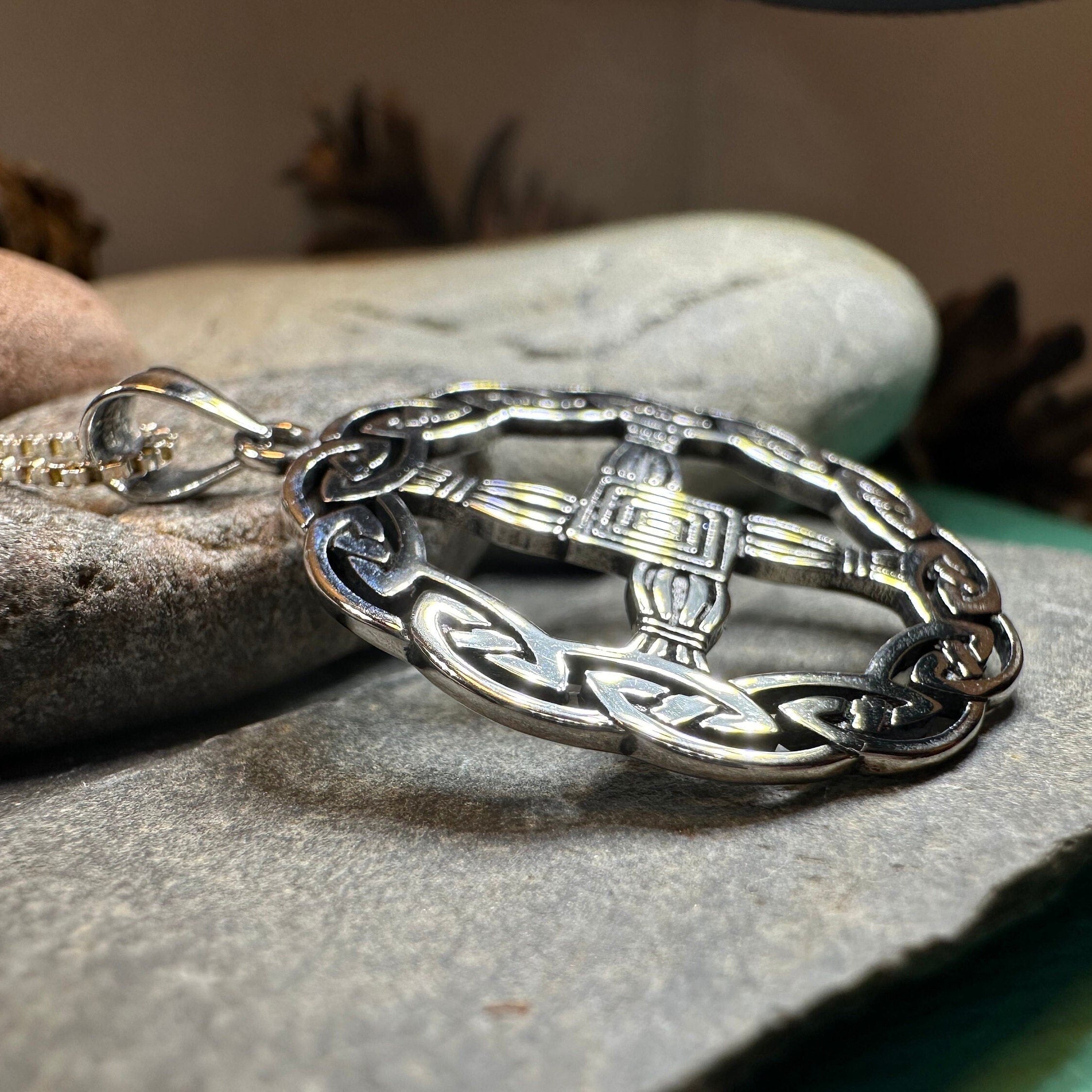 Aura Irish Saint Brigid's Cross Necklace in Sterling Silver