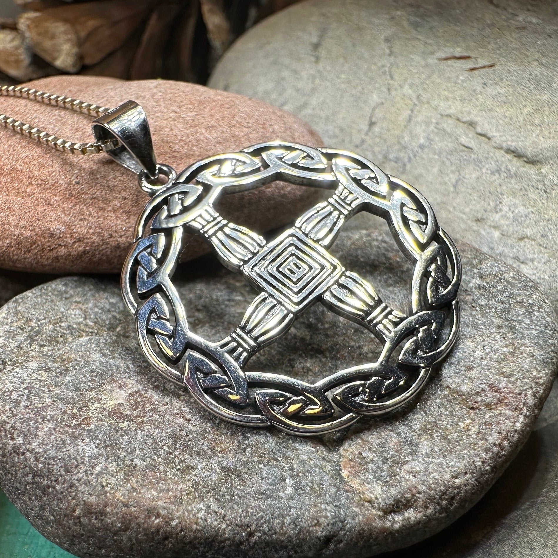 Aura Irish Saint Brigid's Cross Necklace in Sterling Silver