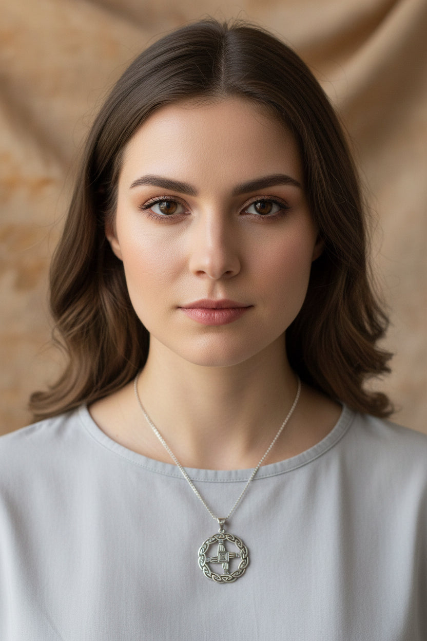 Aura Irish Saint Brigid's Cross Necklace in Sterling Silver