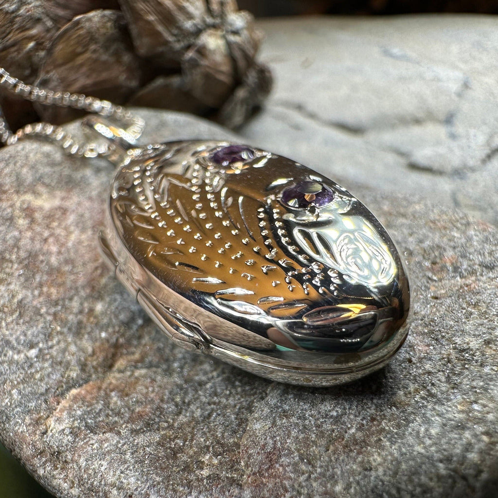 Meadowbrook Amethyst Flower Locket Necklace
