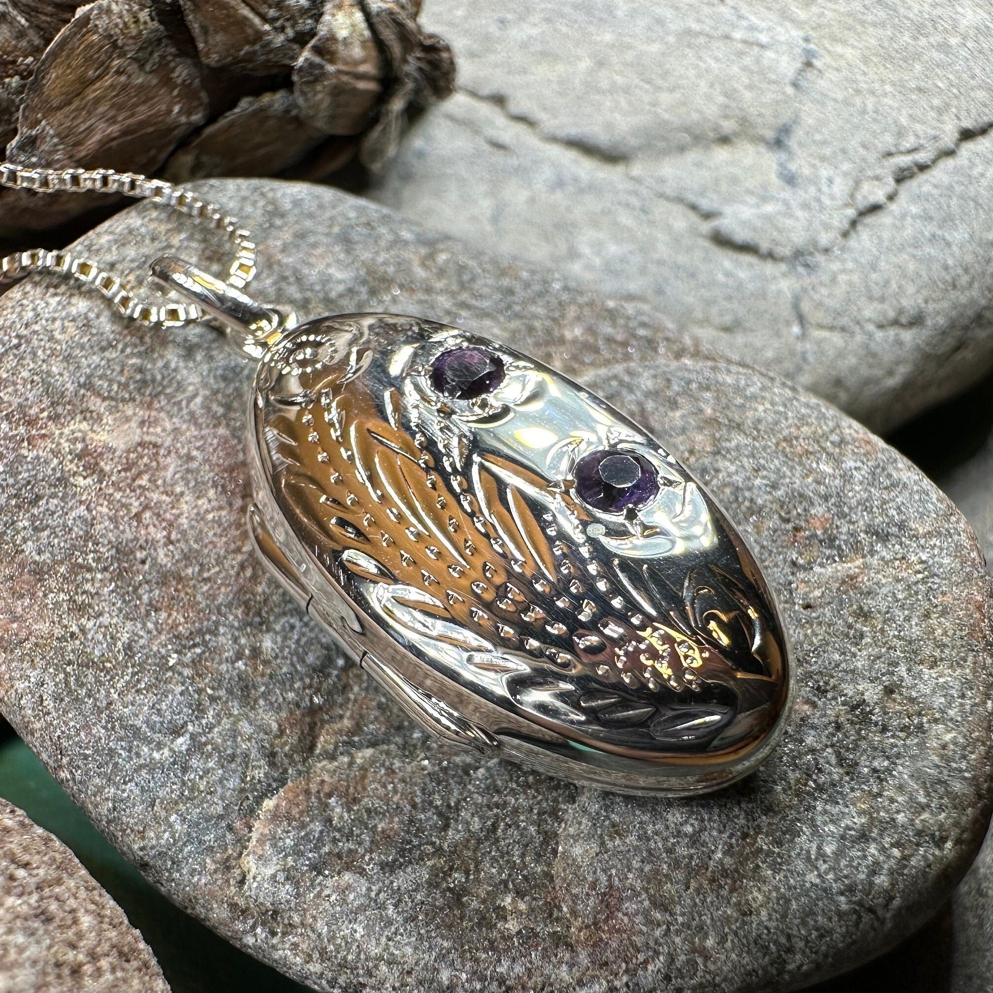 Meadowbrook Amethyst Flower Locket Necklace