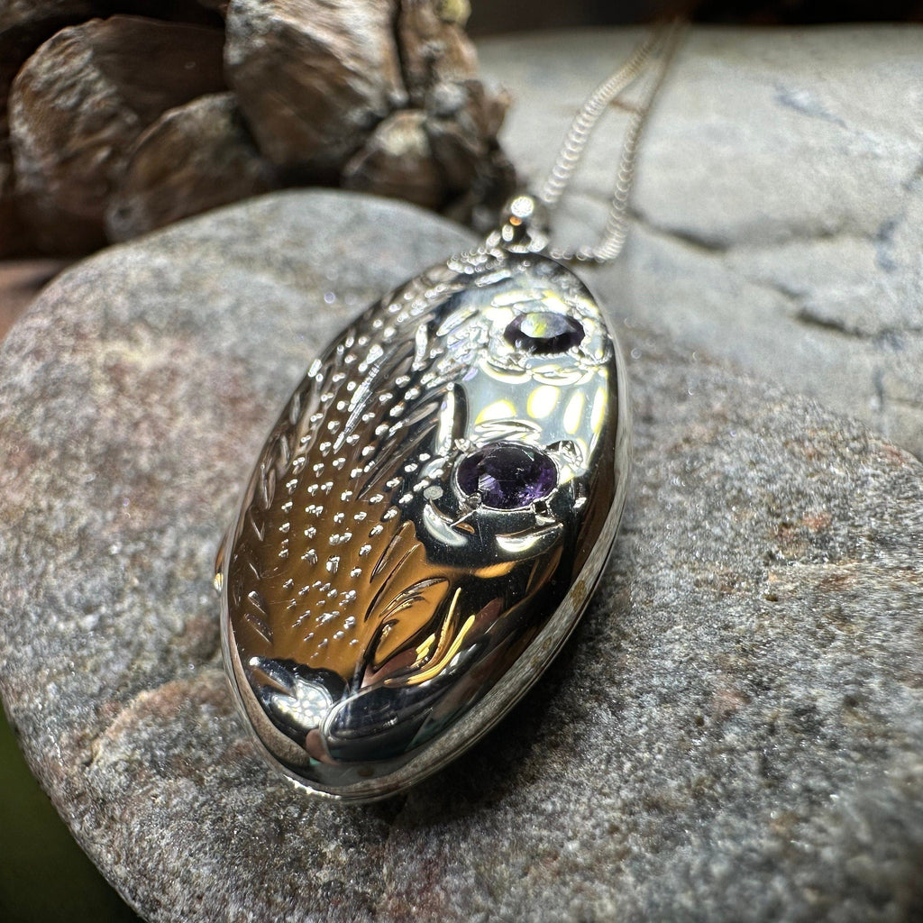 Meadowbrook Amethyst Flower Locket Necklace
