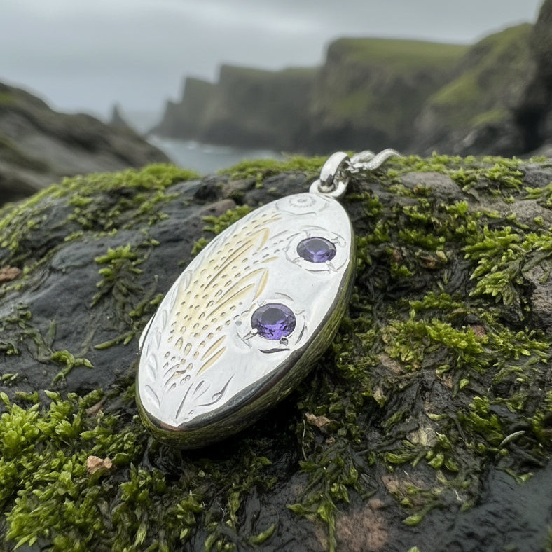 Meadowbrook Amethyst Flower Locket Necklace