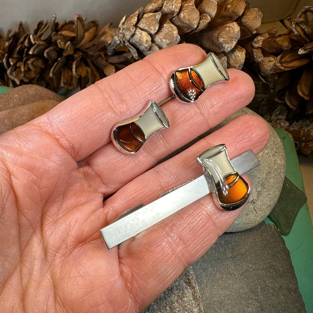 Scotch Whisky Cufflinks & Tie Clip Set