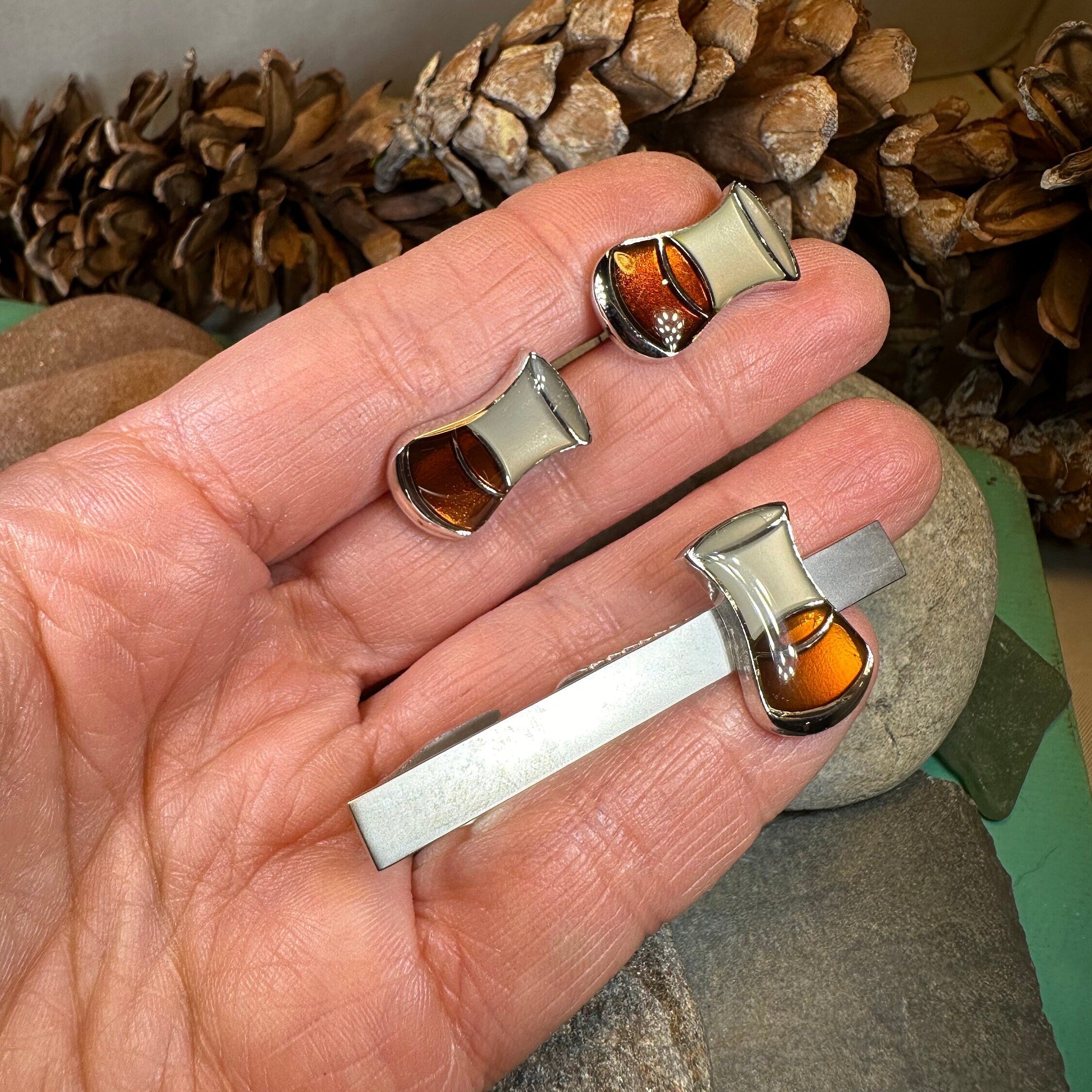 Scotch Whisky Cufflinks & Tie Clip Set