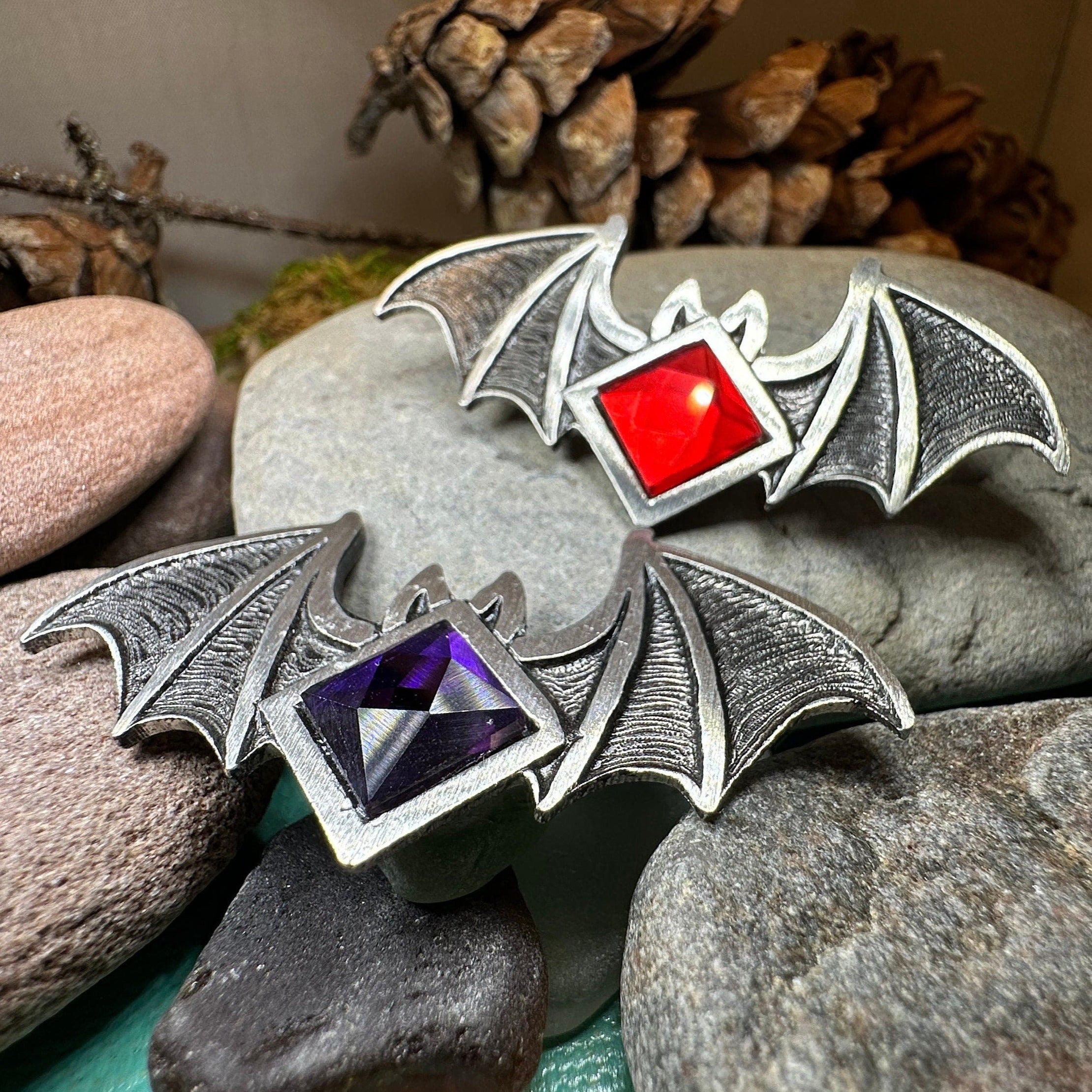 Gothic Bat Brooch in Pewter