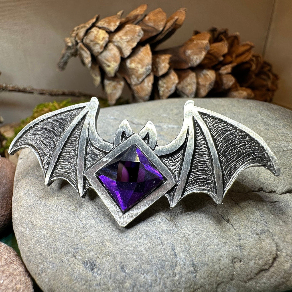 Gothic Bat Brooch in Pewter