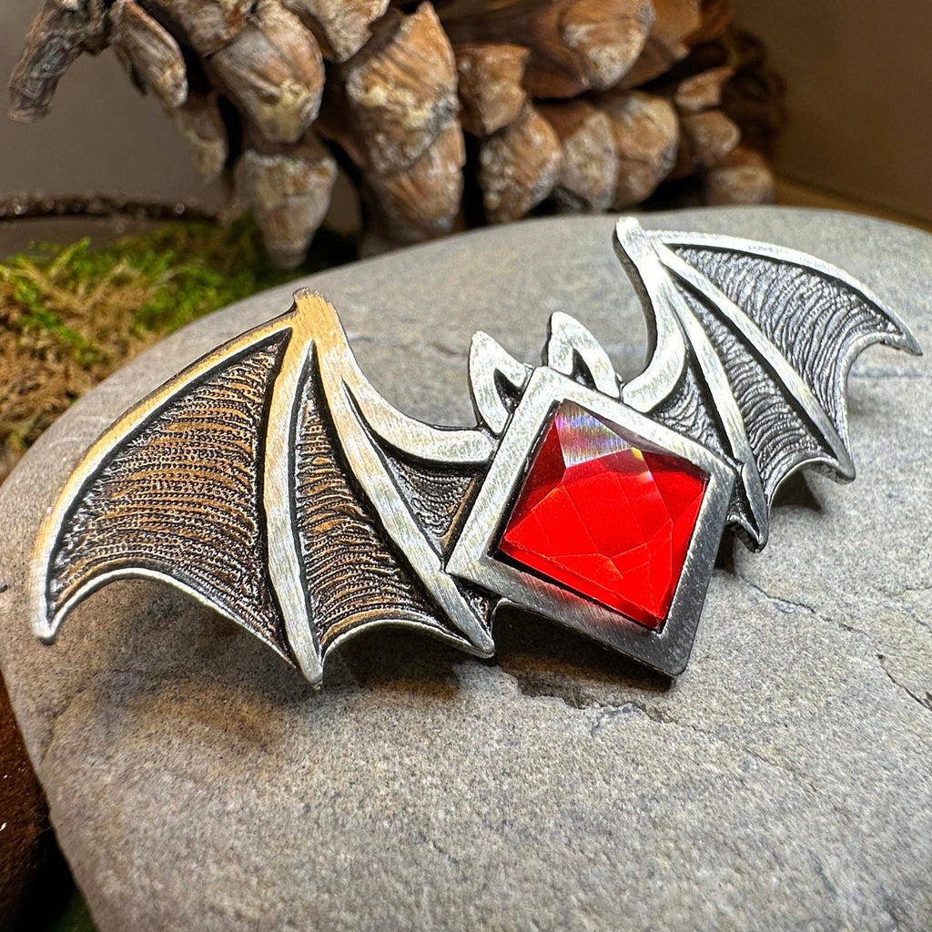 Gothic Bat Brooch in Pewter