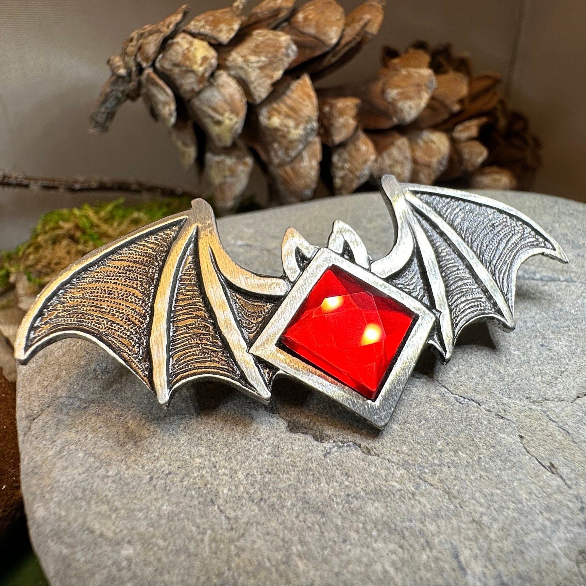 Gothic Bat Brooch in Pewter