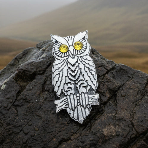 Pewter Handmade Night Owl Brooch