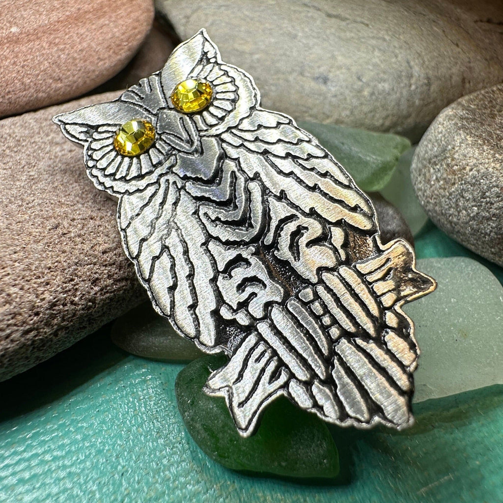 Pewter Handmade Night Owl Brooch