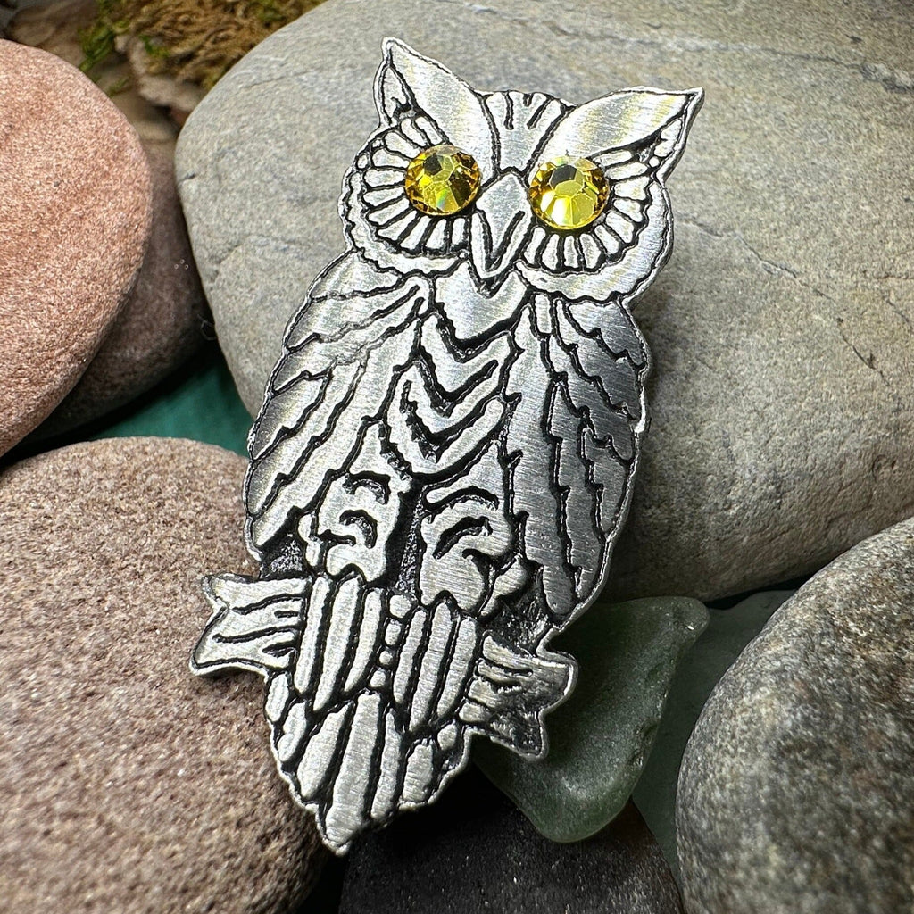 Pewter Handmade Night Owl Brooch