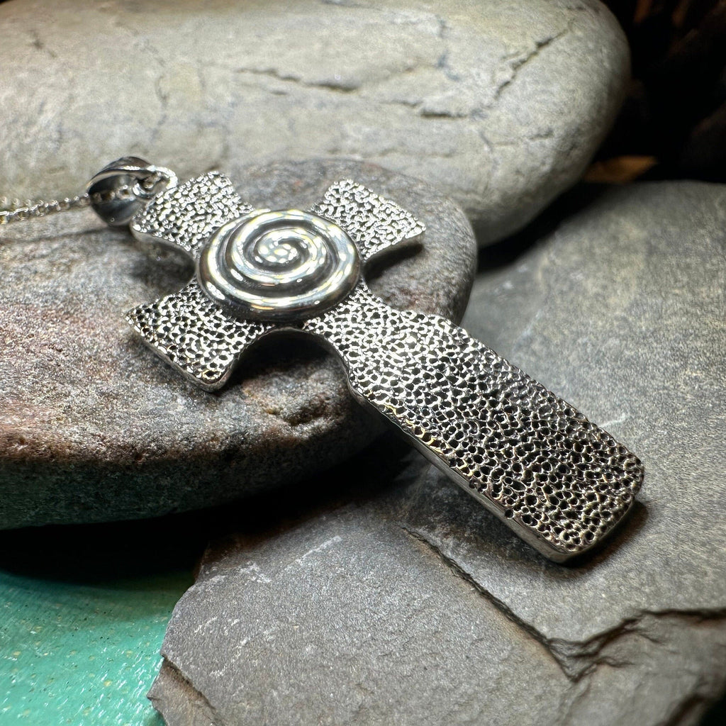 Newgrange Celtic Cross Necklace in Sterling Silver