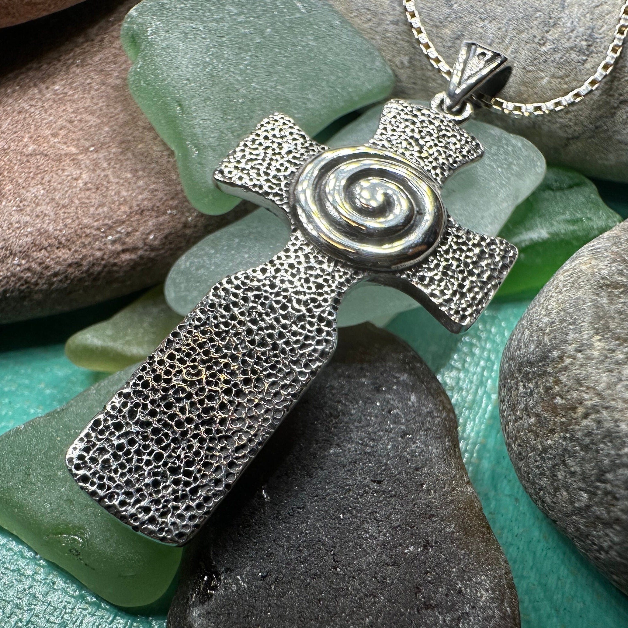 Newgrange Celtic Cross Necklace in Sterling Silver