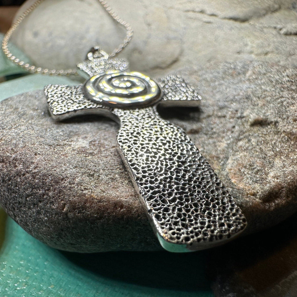 Newgrange Celtic Cross Necklace in Sterling Silver