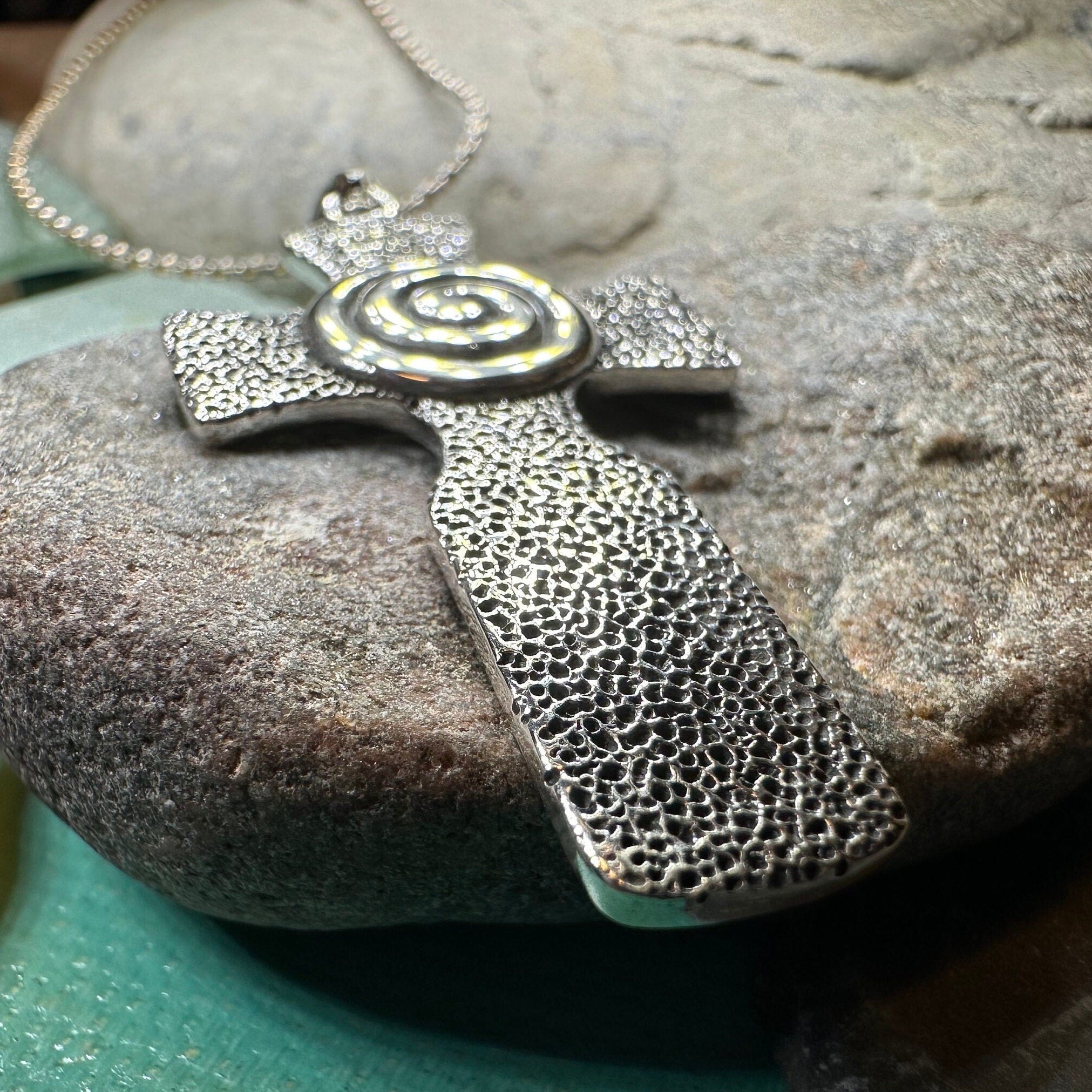 Newgrange Celtic Cross Necklace in Sterling Silver
