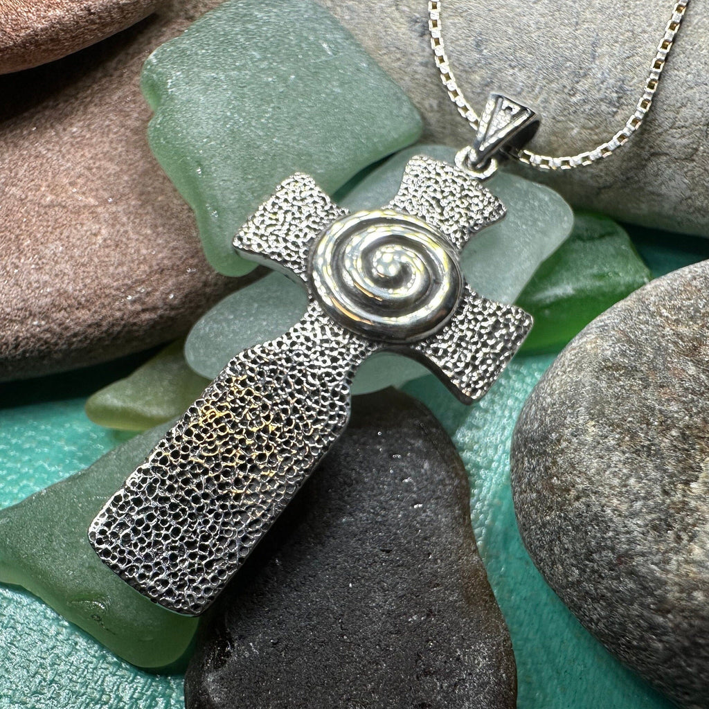 Newgrange Celtic Cross Necklace in Sterling Silver