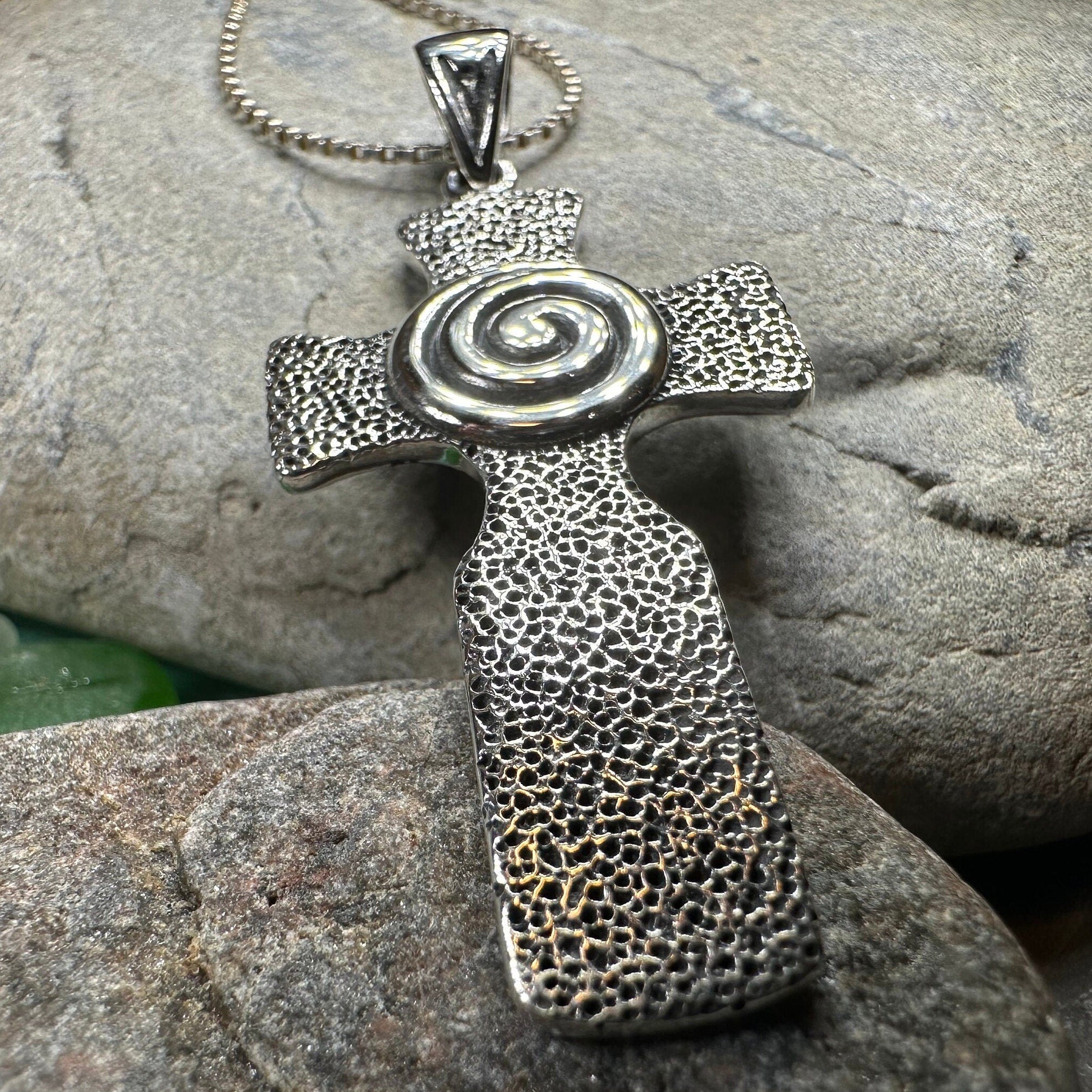 Newgrange Celtic Cross Necklace in Sterling Silver
