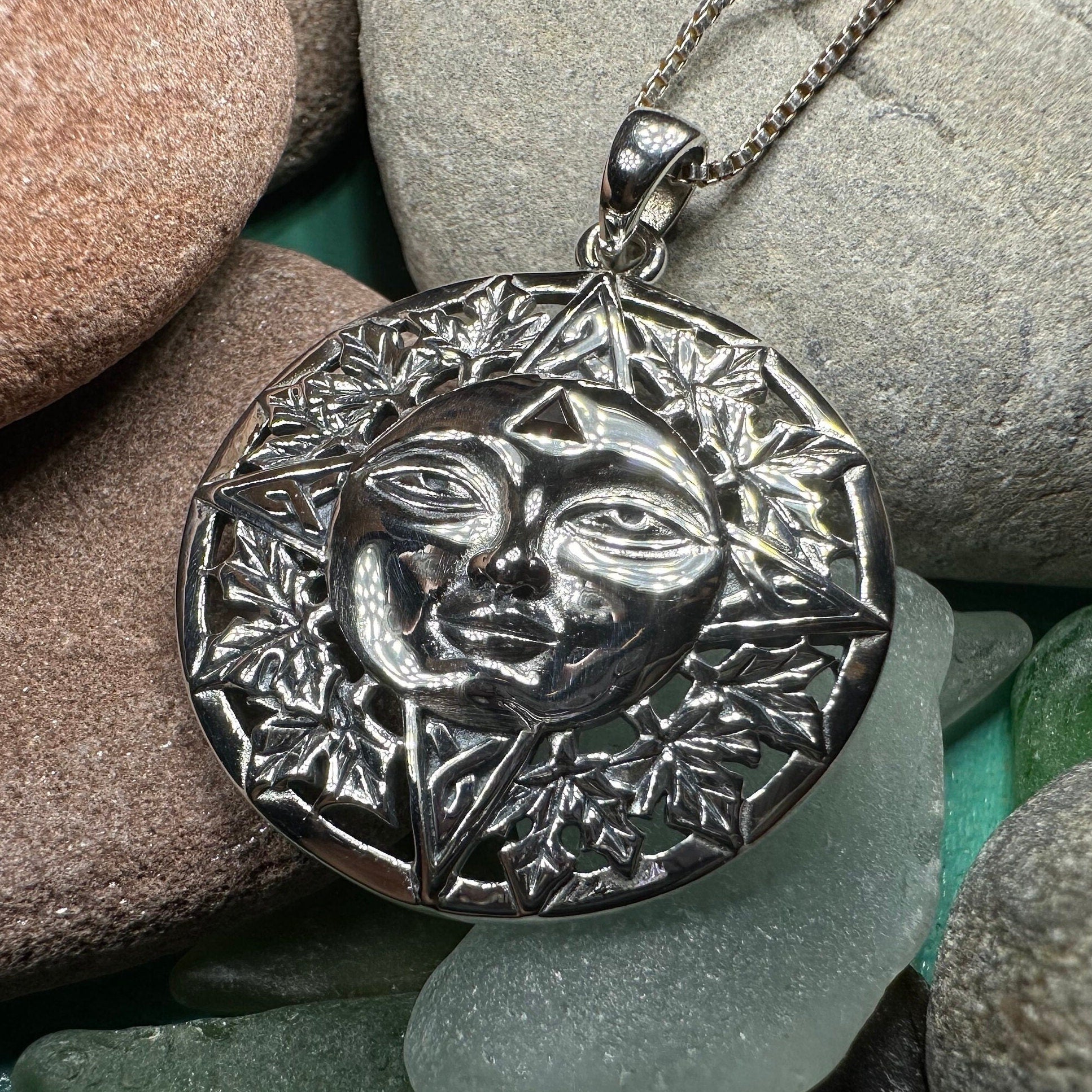 Autumn Celtic Sun Necklace with Garnet Gemstone