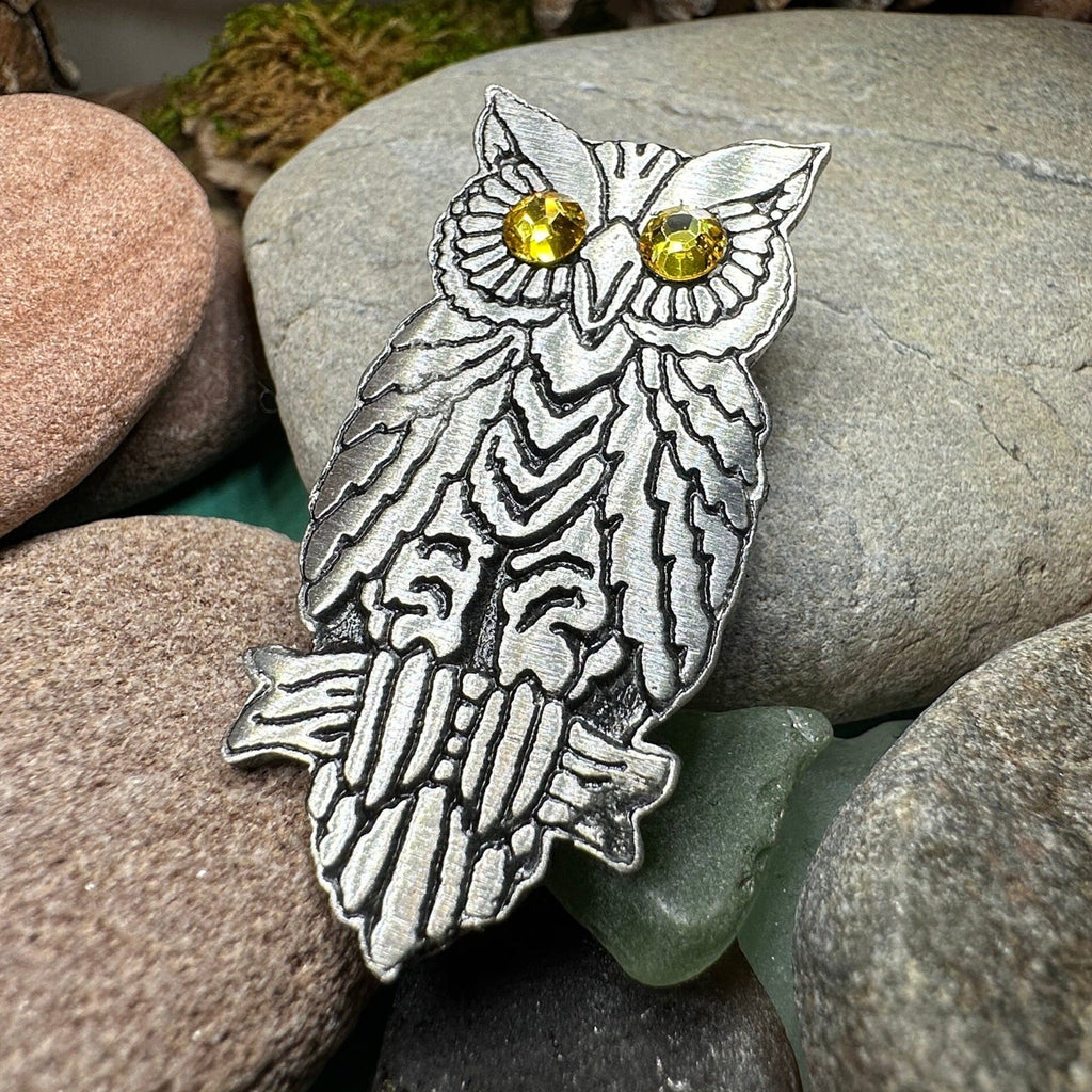 Pewter Handmade Night Owl Brooch