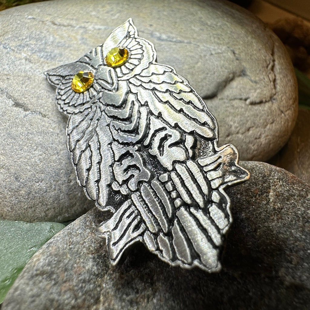 Pewter Handmade Night Owl Brooch