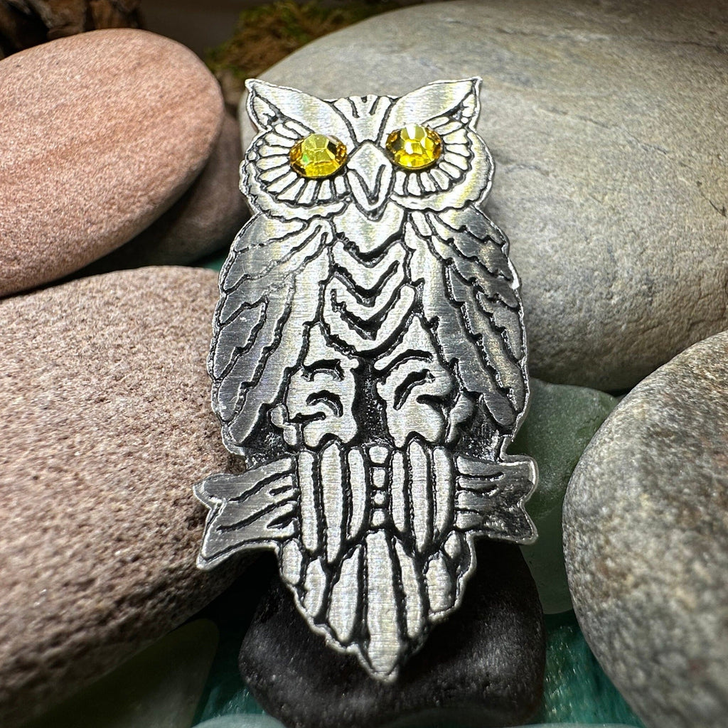 Pewter Handmade Night Owl Brooch