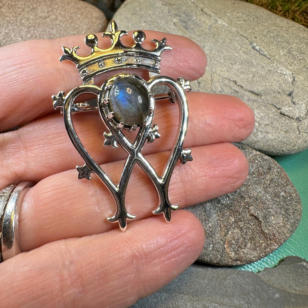 Labradorite Scottish Luckenbooth Brooch in Sterling Silver