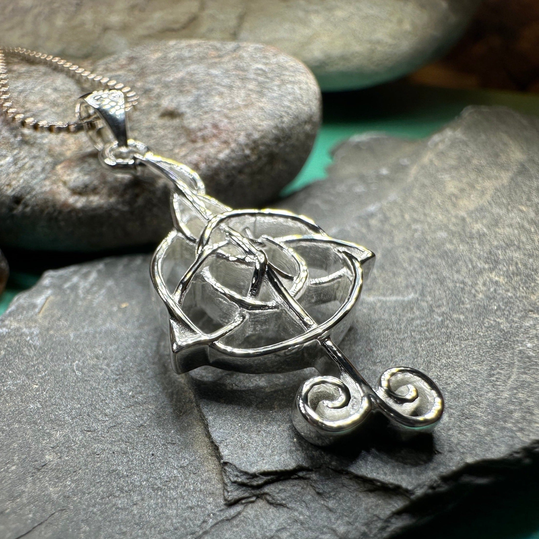 Celtic Music Note Necklace in Sterling Silver