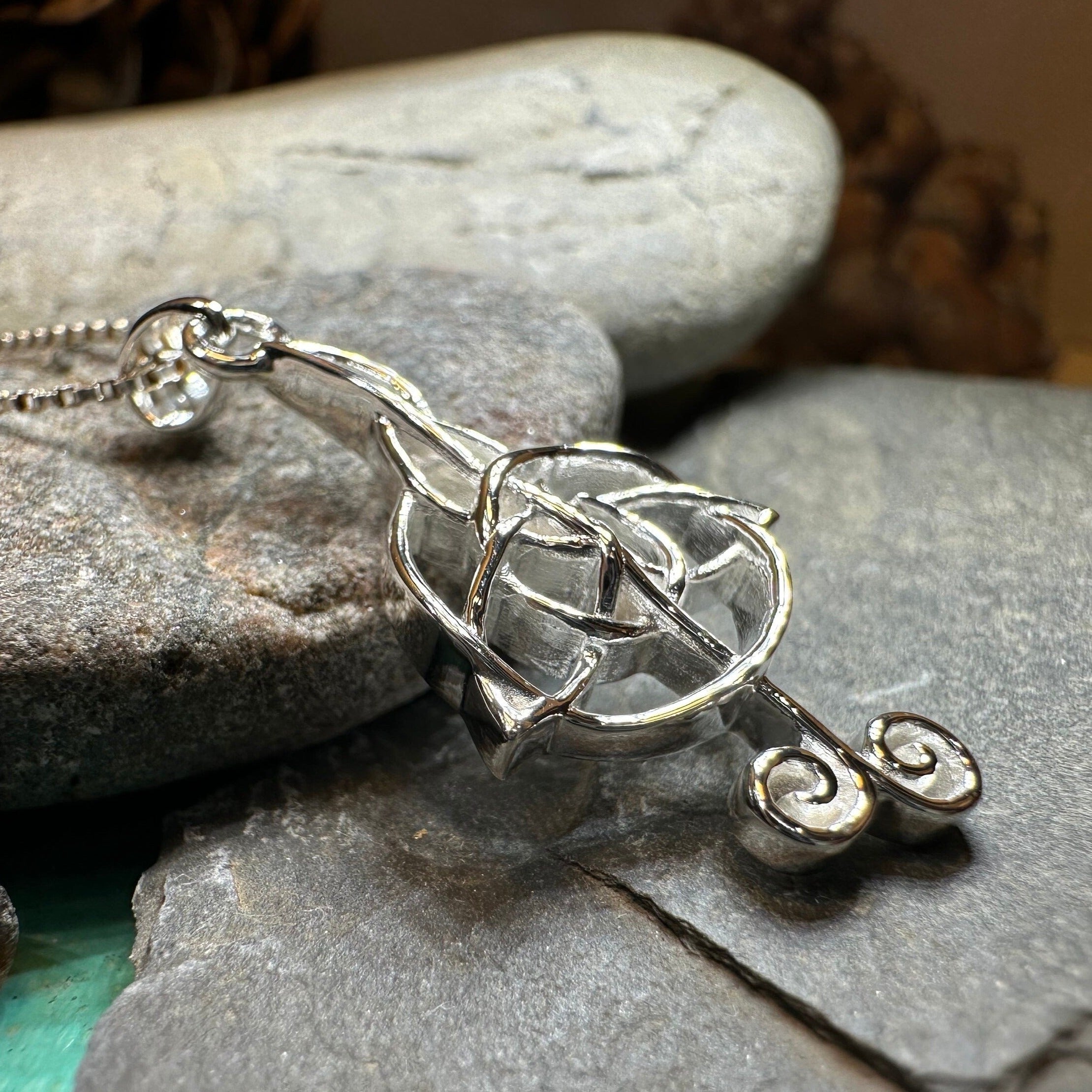 Celtic Music Note Necklace in Sterling Silver