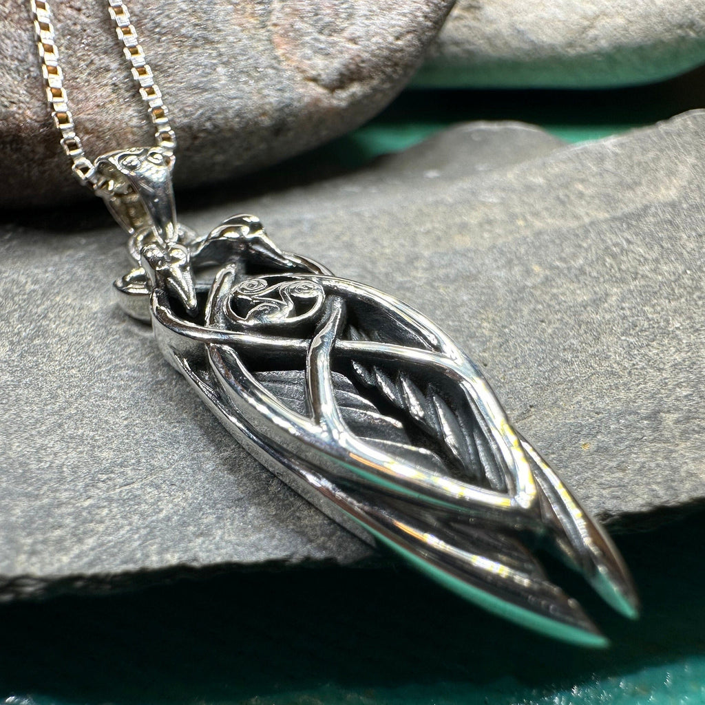 Art Deco Children of Lir Swan Necklace in Sterling Silver