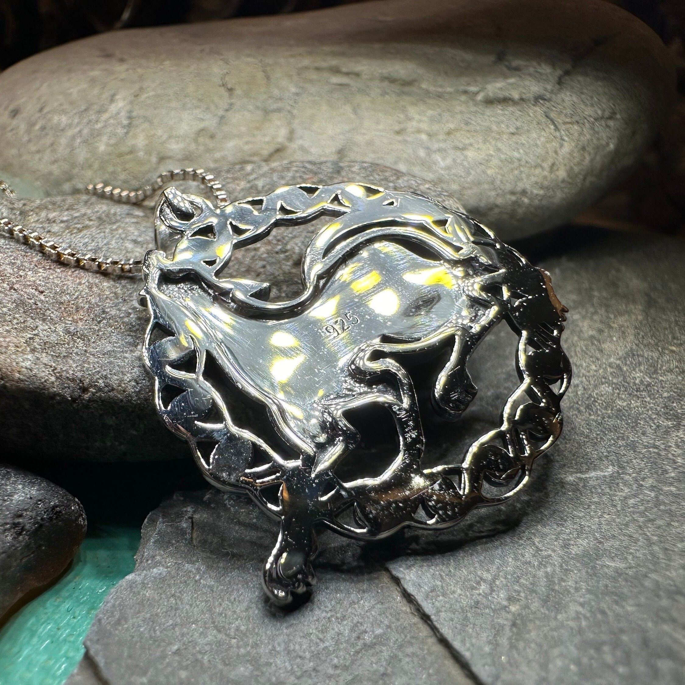 Pictish Celtic Dog Necklace in Sterling Silver