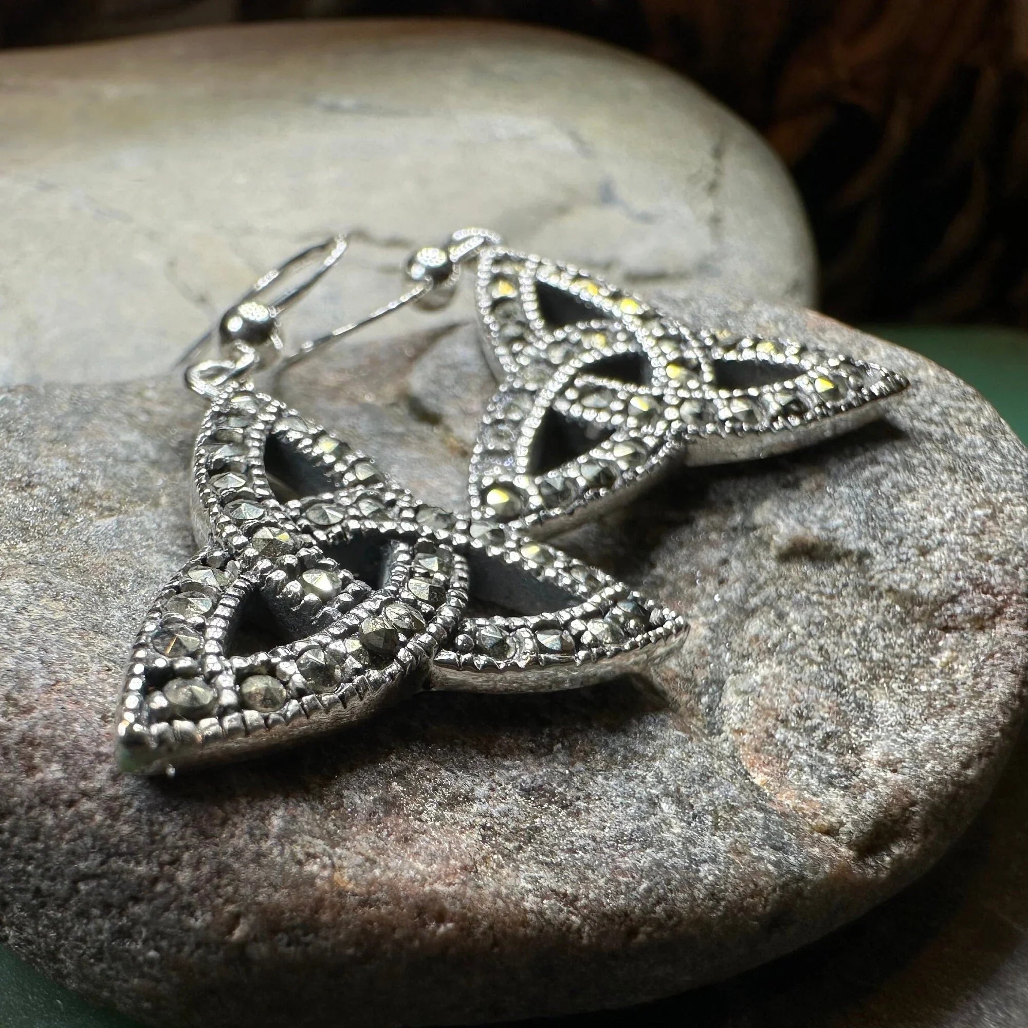 Celtic Knot Marcasite Earrings in Sterling Silver