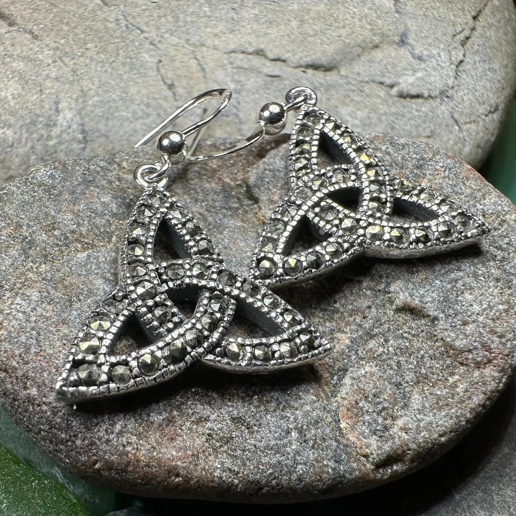 Celtic Knot Marcasite Earrings in Sterling Silver