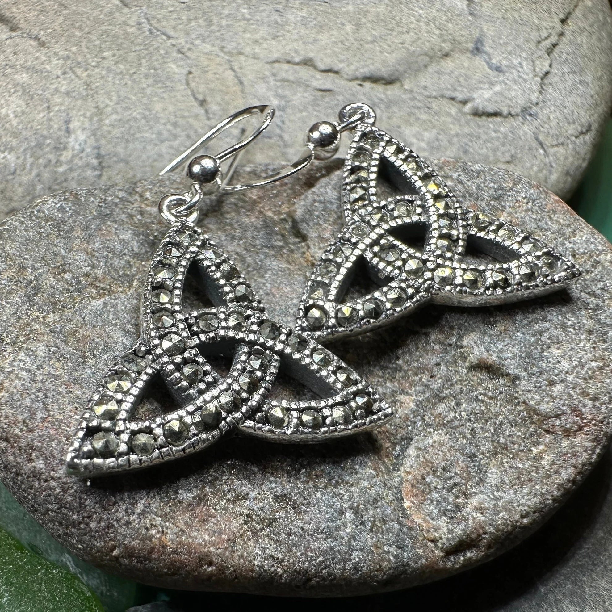 Celtic Knot Marcasite Earrings in Sterling Silver