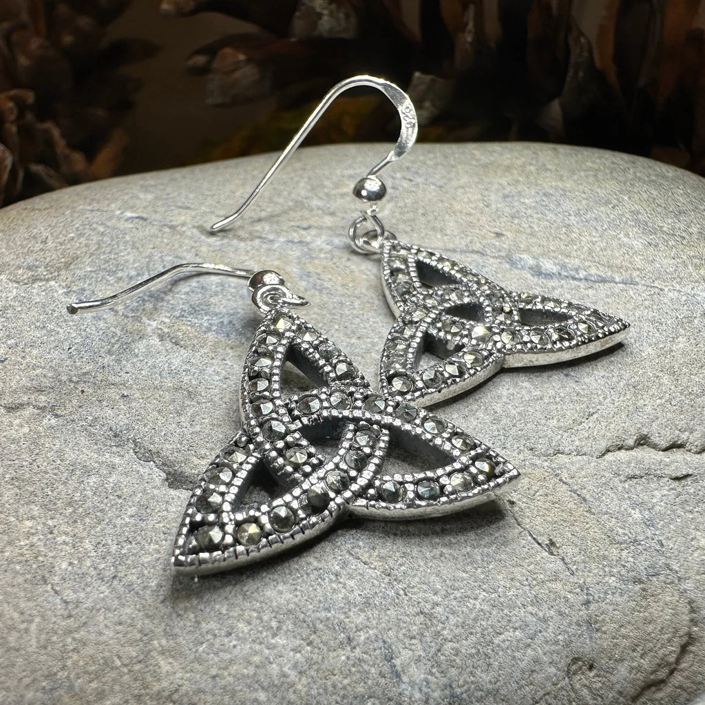 Celtic Knot Marcasite Earrings in Sterling Silver