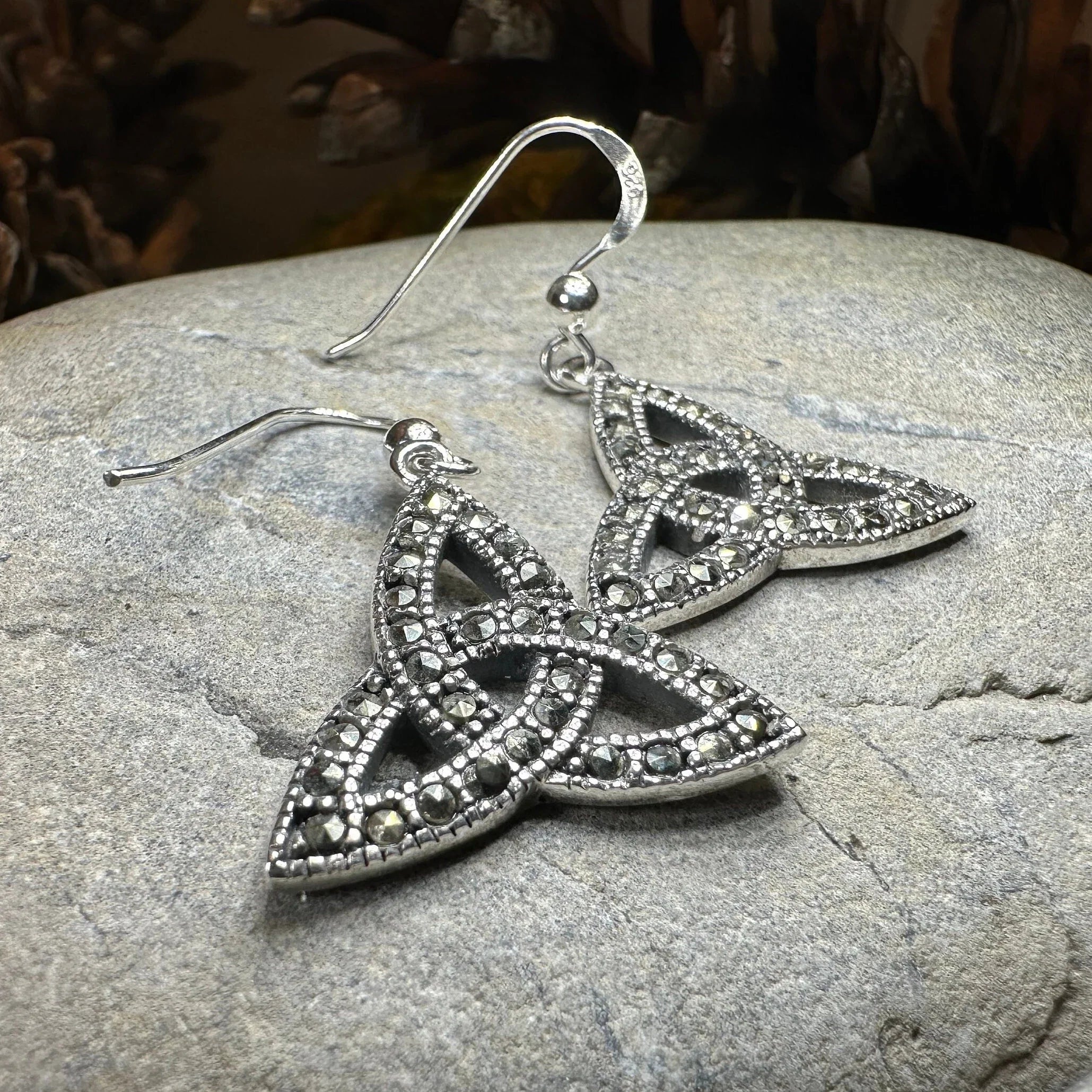 Celtic Knot Marcasite Earrings in Sterling Silver