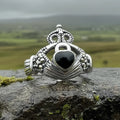 True Bond Onyx Irish Claddagh Ring in Sterling Silver