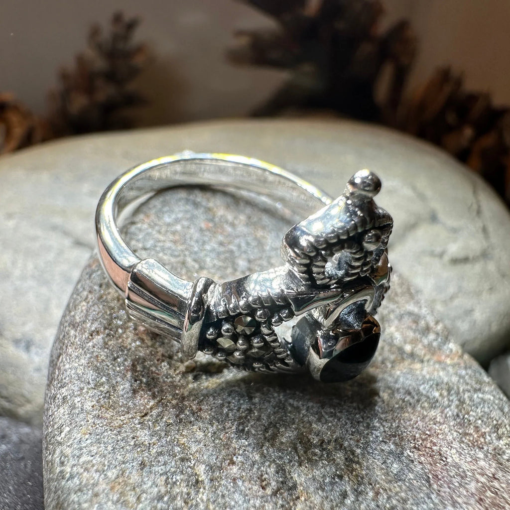 True Bond Onyx Irish Claddagh Ring in Sterling Silver