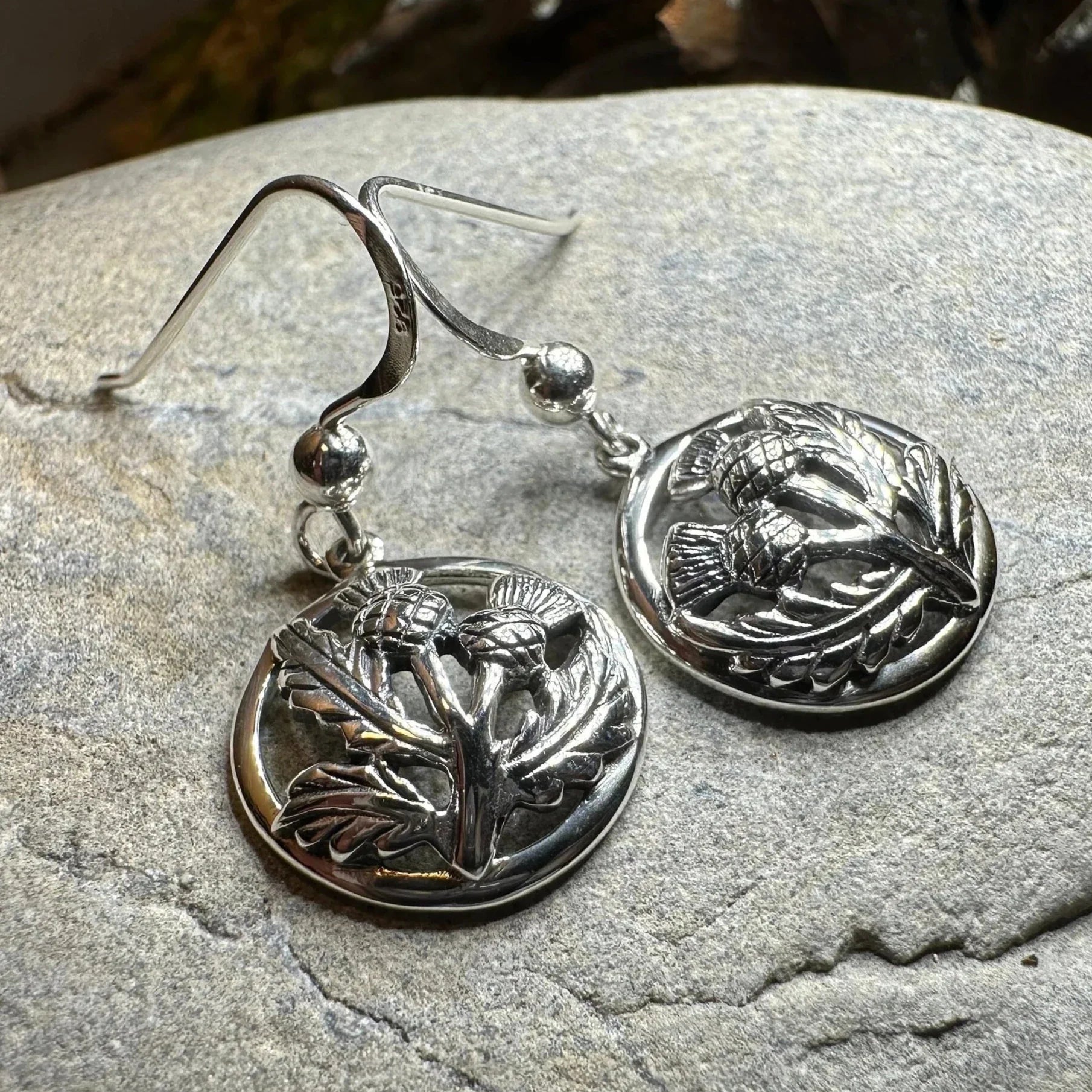 Aviemore Scottish Thistle Earrings in Sterling Silver