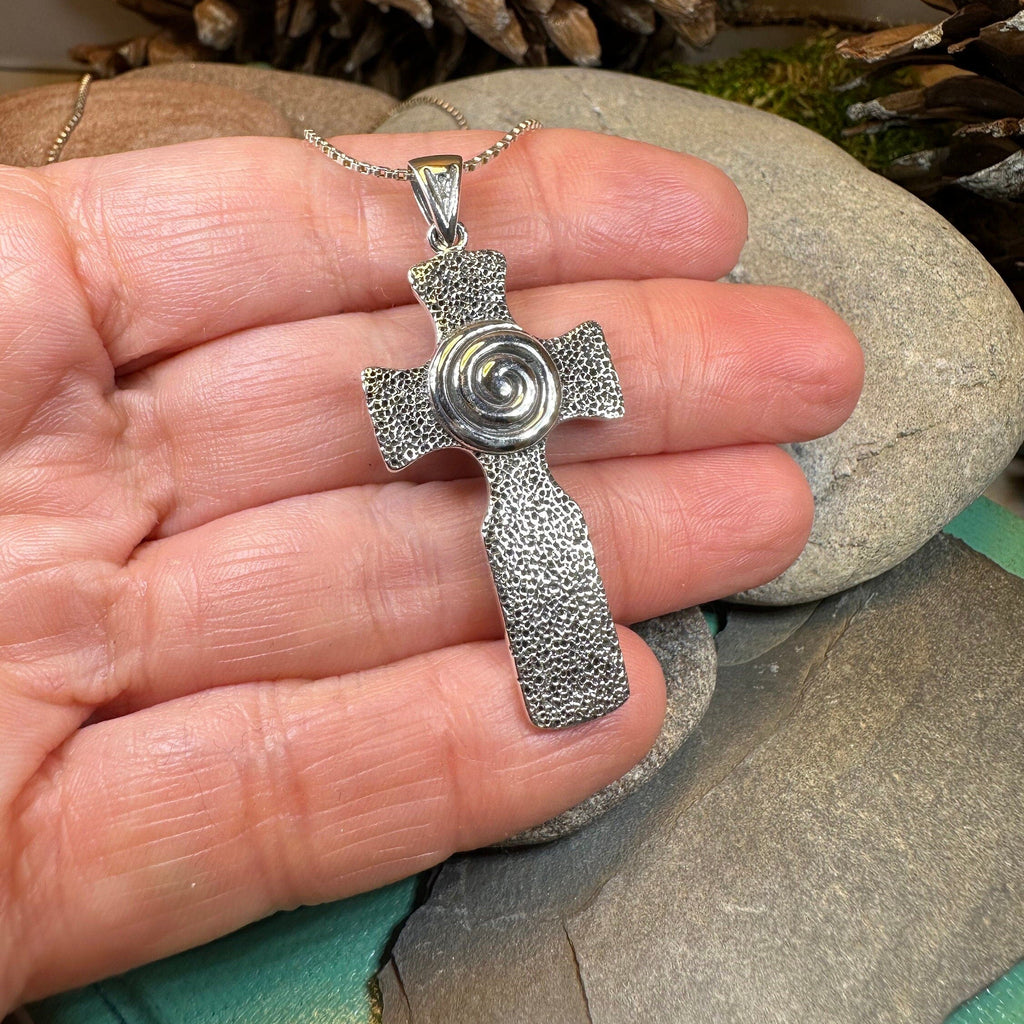 Newgrange Celtic Cross Necklace in Sterling Silver